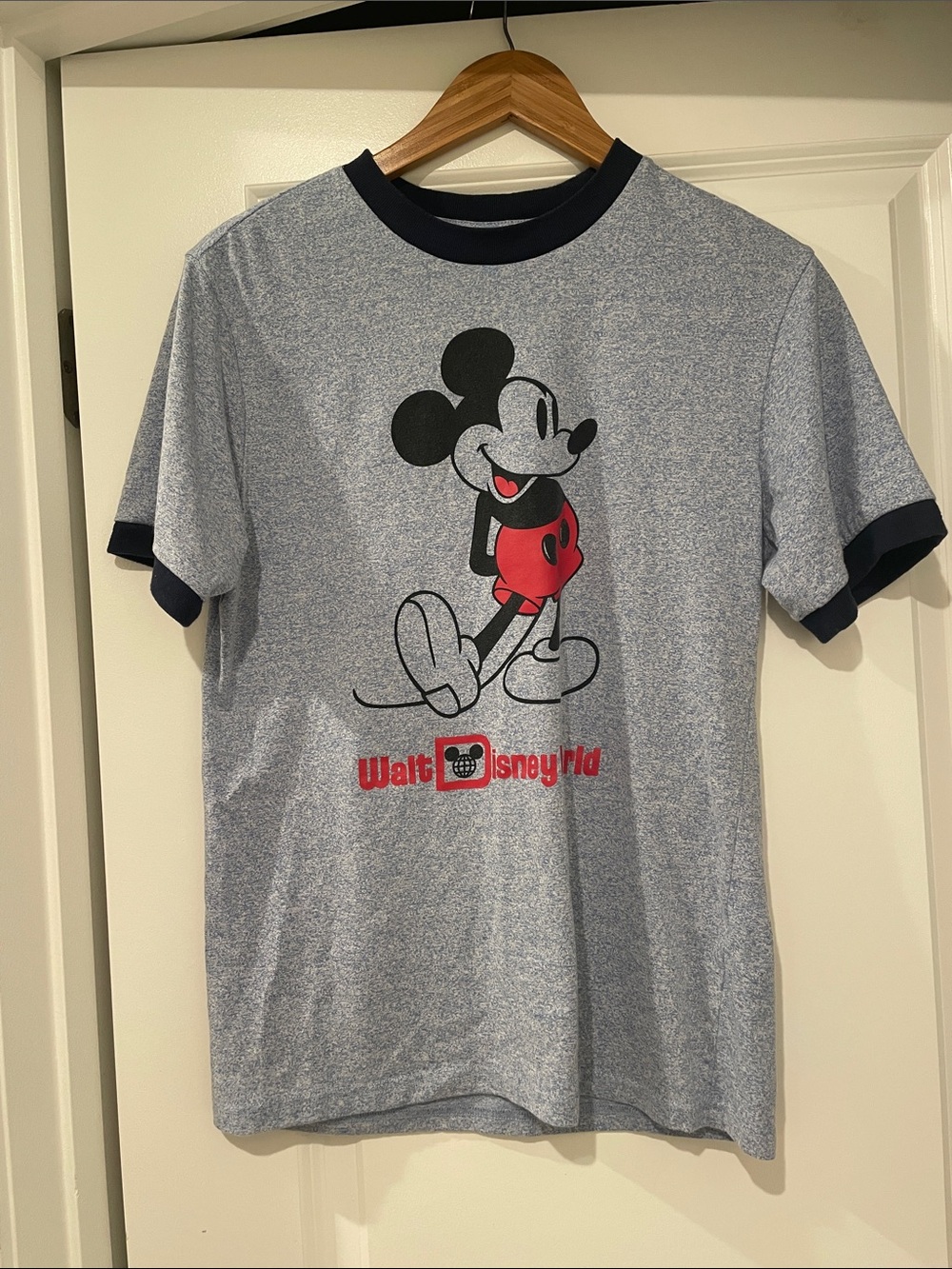 Vintage vtg Disney Heather Blue Mickey Mouse Ringer Tee small